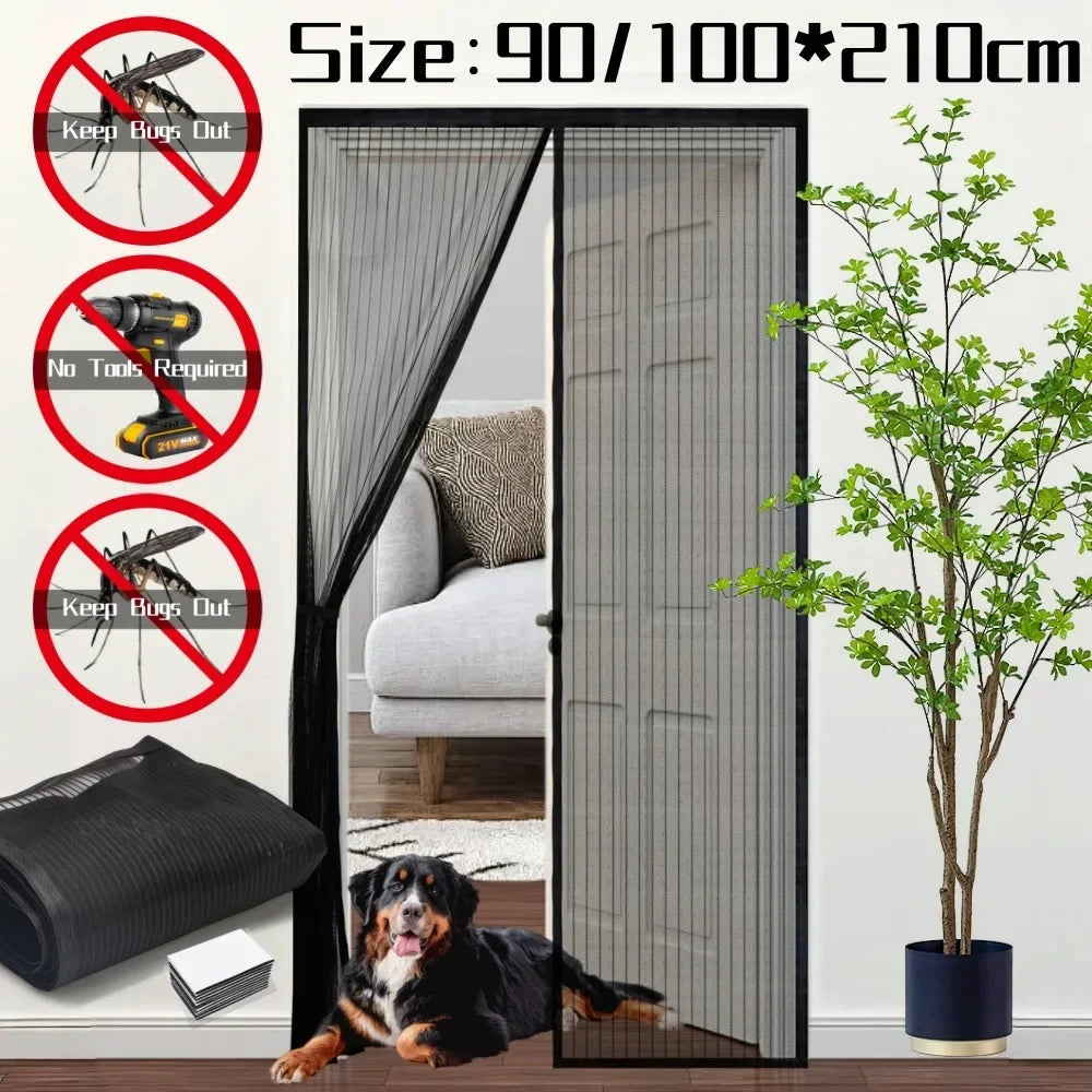 Heavy Duty Magnetic Door Mesh Curtain Anti-Mosquito Automatic Closing Mute Door Netting Home Ventilation Partition Mesh Curtain Qme