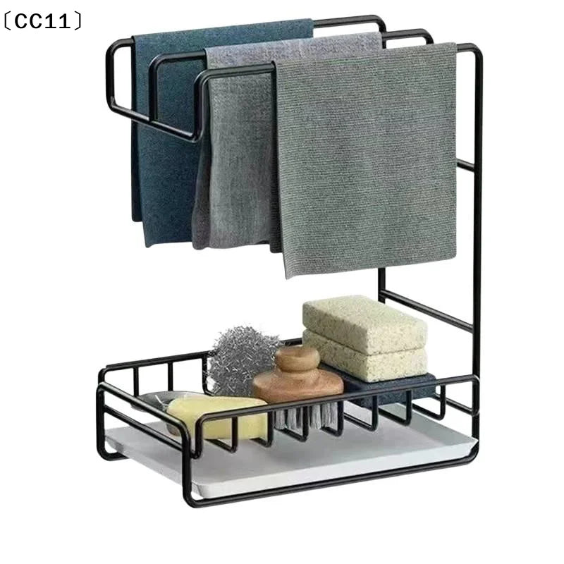 Kitchen Rag Rack Stainless Steel Drain Storage Organizer Wall Mounted Qme
