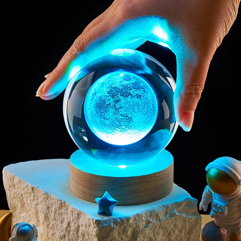 3D Colored Luminous Crystal Ball Astronomy Galaxy Crystal Sphere Beside Lamp Solar System Glassic Snow Globe Desktop Decorations Qme