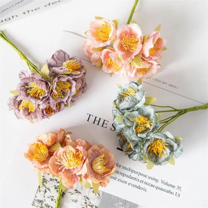 Artificial Flowers Home Room Decora Silk Plum Festival Decor Flowers Wreaths Wedding Holiday Supplies Gift Qme
