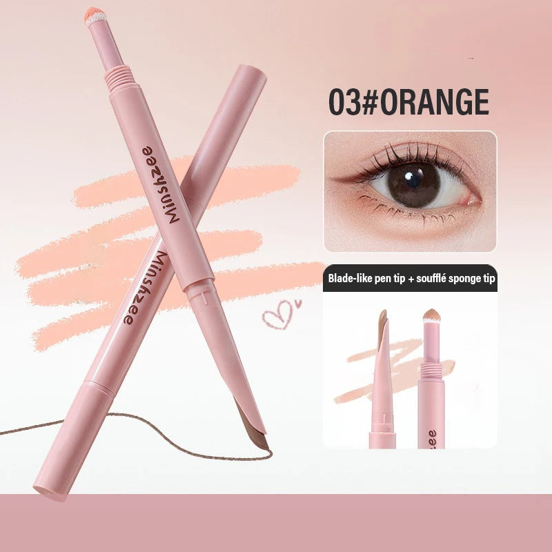 Lying Silkworm Eyeliner Pen Under Eye Highlight & Shadow 2 in 1, Waterproof Smudge-Proof Eye Makeup, with Blending Sponge Tip Qme 03