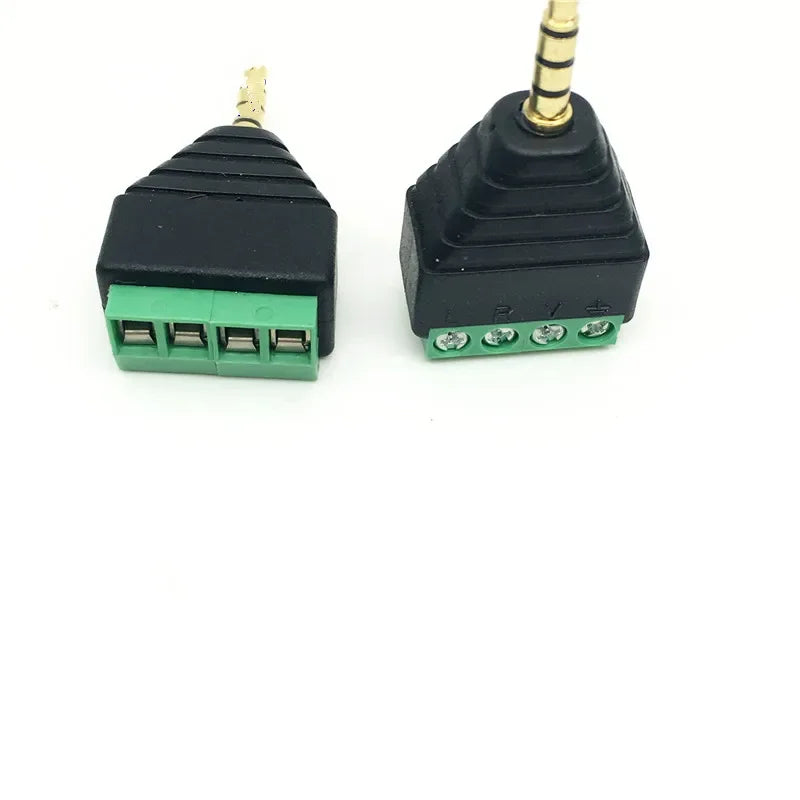 3.5mm 10pcs 1/8 Inch Stereo Male & Female Plug to AV Screw Video Balun Terminal Jack 3 pin Terminal Block Plug Connector Qme