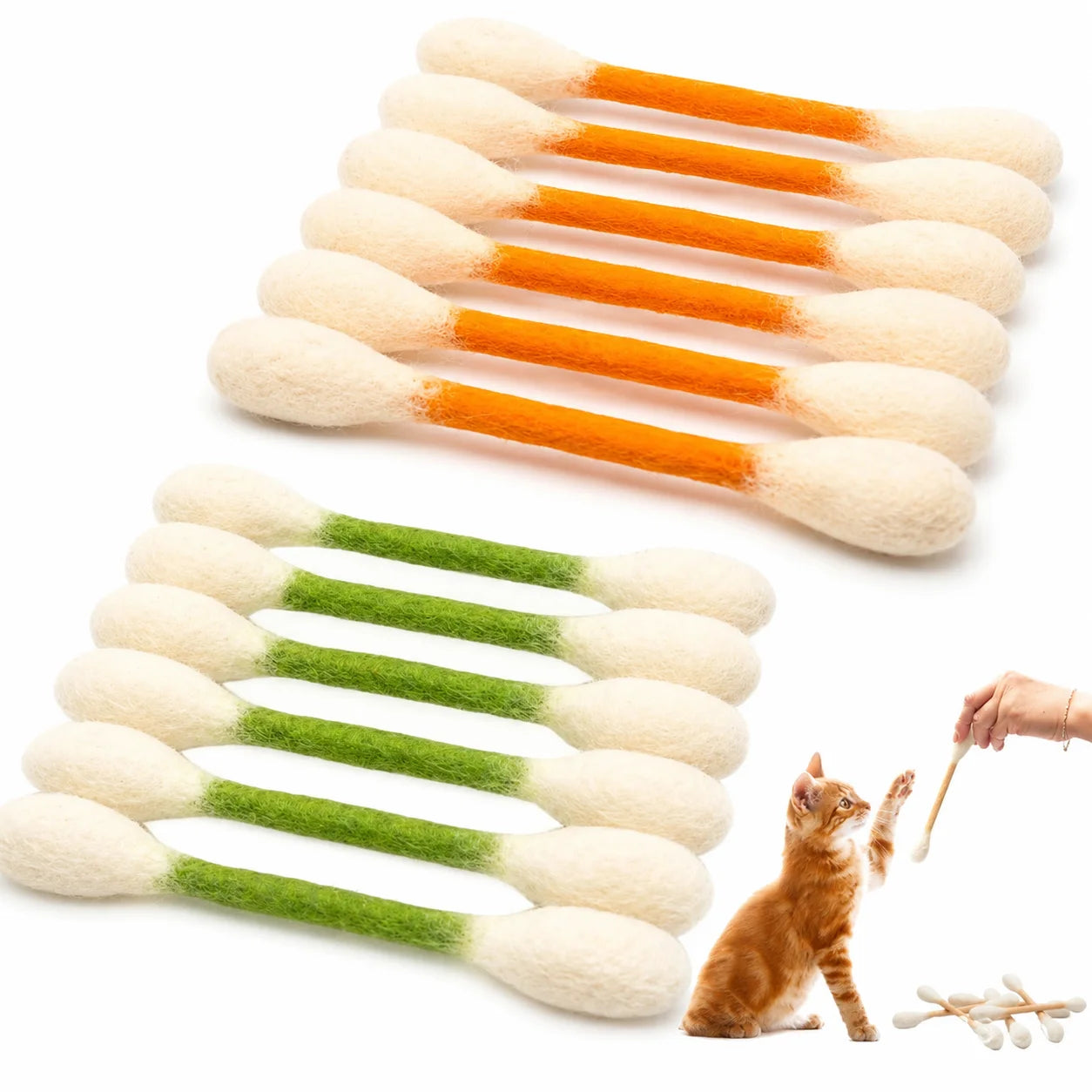 6/12PCS Cotton Swab Shaped Catnip Toy Durable Kitten Teeth Grinding Pet Interactive Chewing Play Accessory Qme F-12