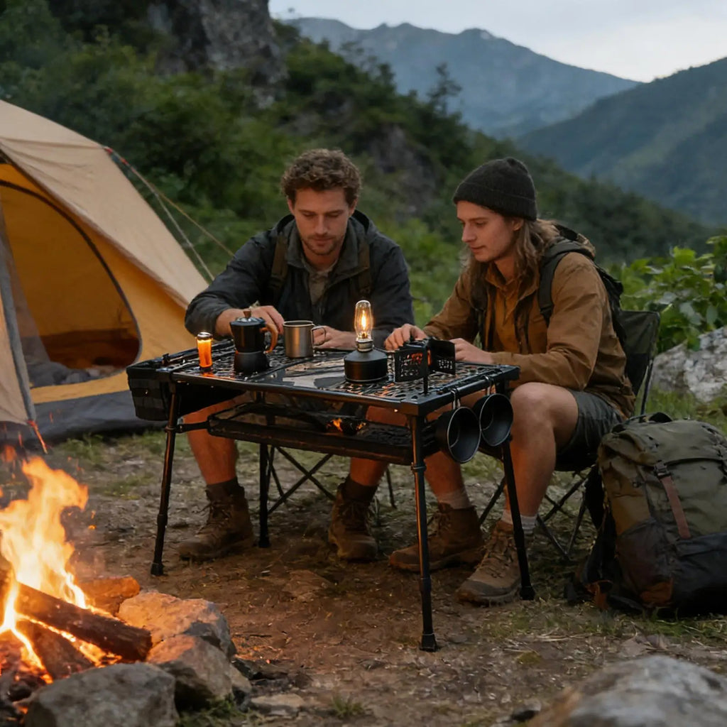 Folding Camp Table Aluminum Alloy Lightweight Adjustable Portable Camping Table Hiking Accessories For Indoor Travel Picnic Qme