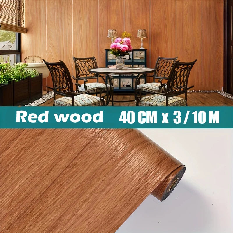 40CM Thickened Wood Grain Self adhesive Floor and Wall Sticker Background Wall Decoration for Bedroom Kitchen Living Room Qme D 40cmX10m