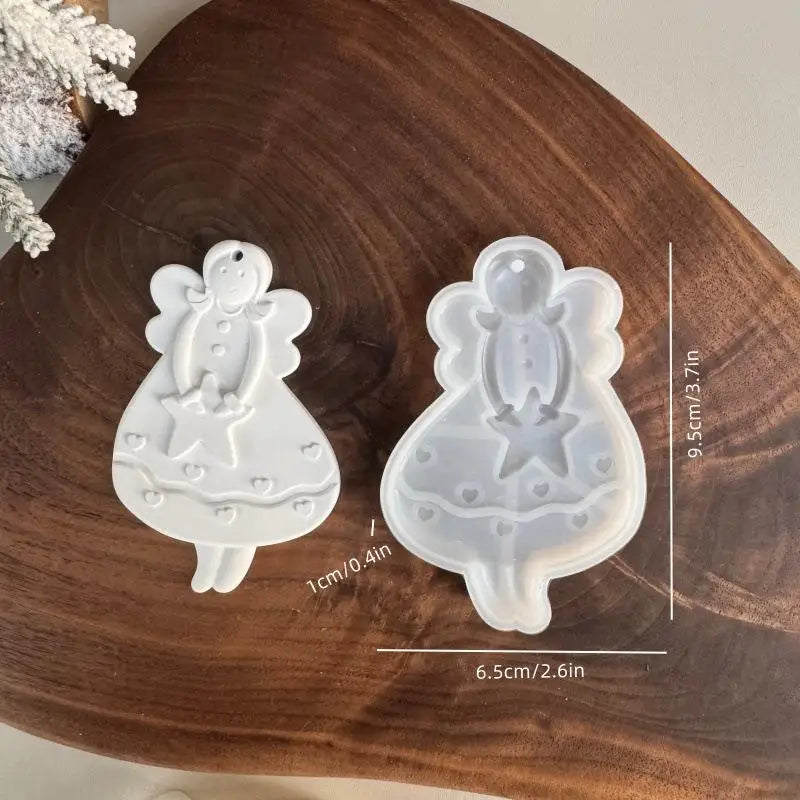 1Pcs Christmas Tree Hanging Ornament Plaster Concrete Resin Mould DIY Angel Love Girl Silicone Mold Girl Craft Supplies Qme A1