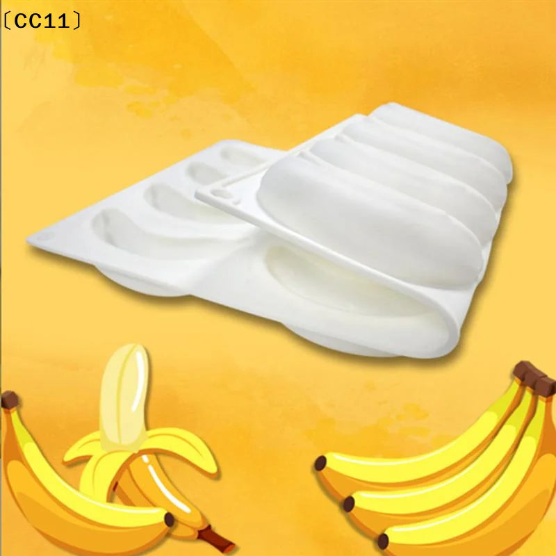 12 Cells Banana Design Food Grade Silicone Cake Molds Fruit Mousse Qme