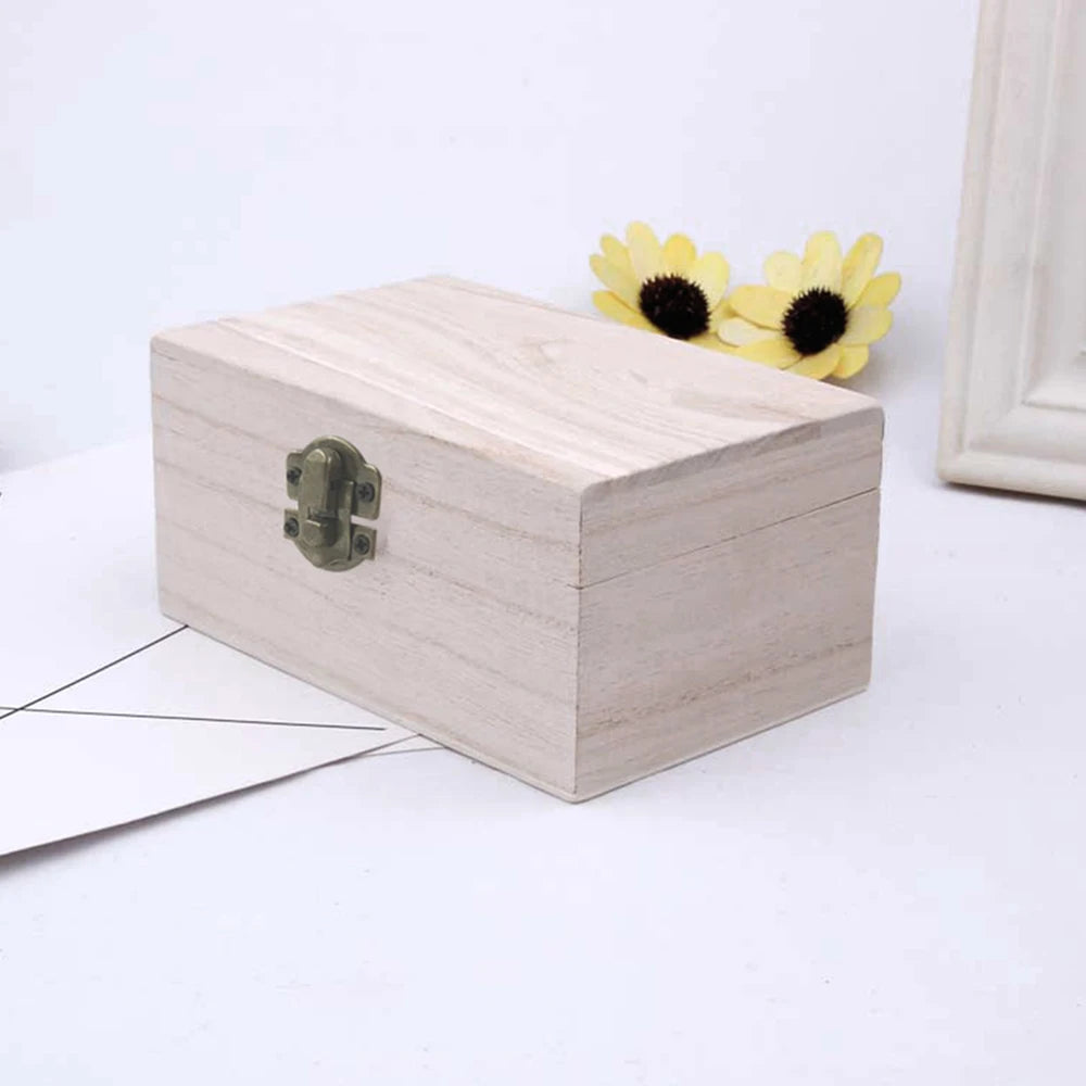 1/3pcs Log Color Scotch Plain Wood Wooden Square Hinged Storage Boxes Craft Gift Box Handmade Case Box Storage Organization Qme S
