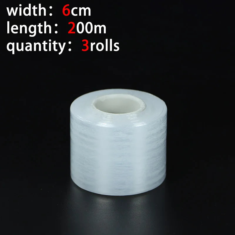 200 Meters Small Roll PE Stretch Film Sealing Film Protective Film Industrial Packaging Bottle Sealing Grafting Qme 60mm-3rolls