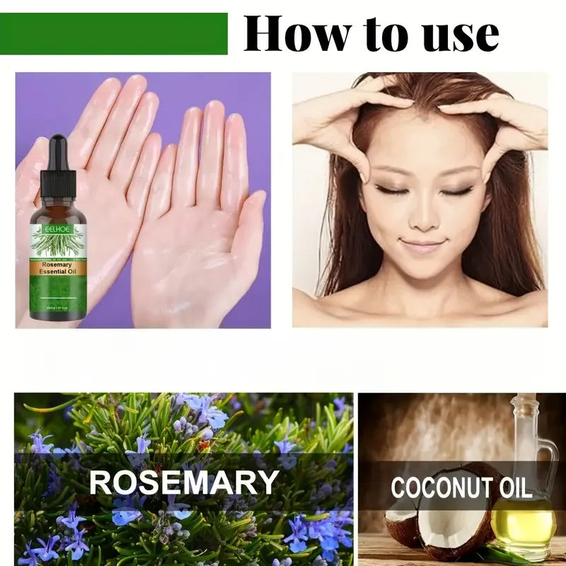 Natural Rosemary Hair Growth Essential Oil Strengthening Nourishing Moisturing Softening Luster Shiny Hair Care Healthy Qme