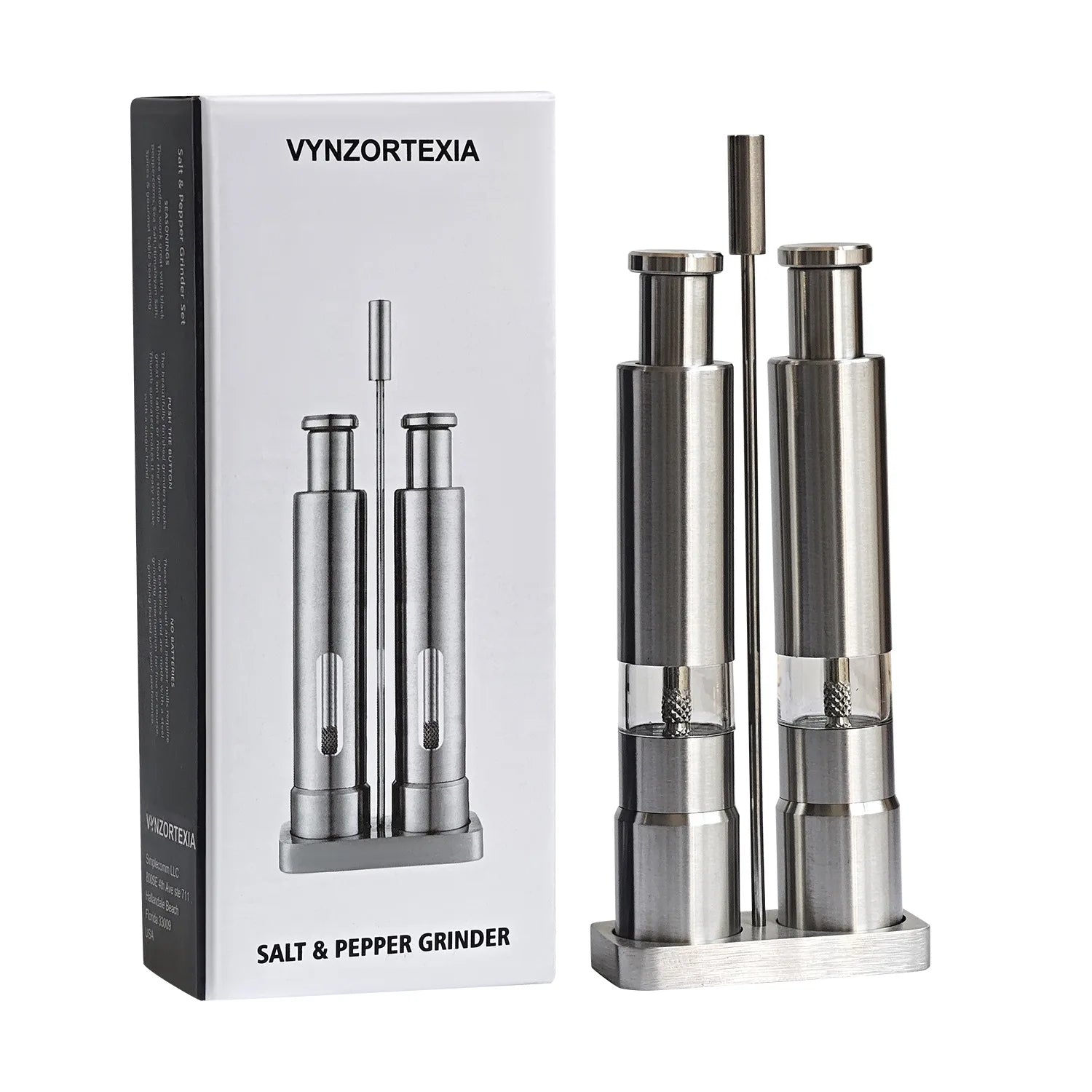 1-2PCS Stainless Steel Press Grinder,Manual Pepper Mill,Sea Salt Grinding Bottle,Pepper Powder Crusher,Kitchen Seasoning Grinder Qme Double FGIron Stand