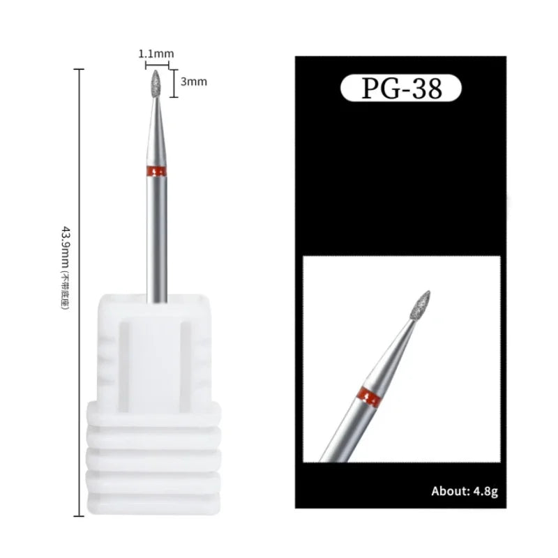 Nail Art Diamond Drill Polishing Head Sanding Acrylic Gel Remove Electric Manicure Drill Machine Replacement Gringing Heads Qme PG-38