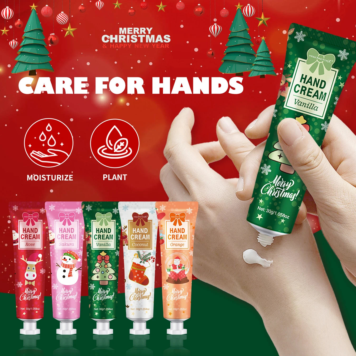 30PCS/Box Christmas Gift Box, Hand Cream in Bulk, Smooth Hand Skin, Christmas Cards and Gift Gauze Bags, Gifts for Women Qme