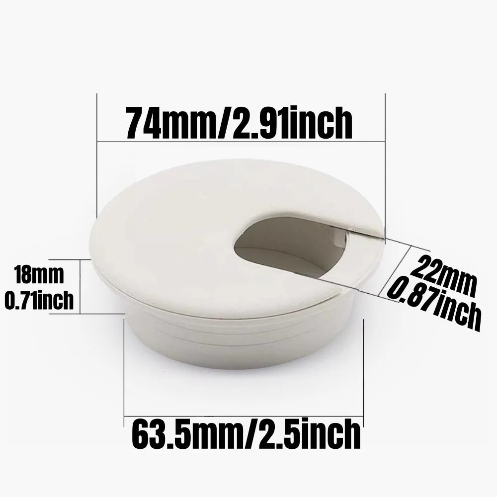 Plastic Wire Hole Cover 1.5/2/2.5 Inch Table Outlet Cable Passing Threading Box Cover Round Office Furniture Desk Organizer Qme White 2.5 Inch