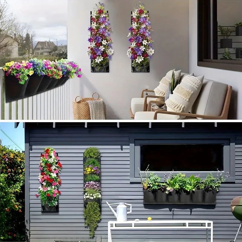 7-Pocket Vertical Garden Wall Planter Hanging Pots – Perfect for Herbs, Succulents, Flowers, And More – Waterproof Planter Bags Qme