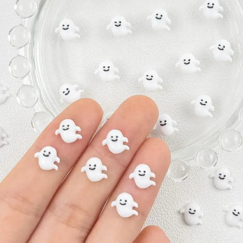 Halloween Nail Art Decorations Black Bat Spider Design Autumn Charms Qme