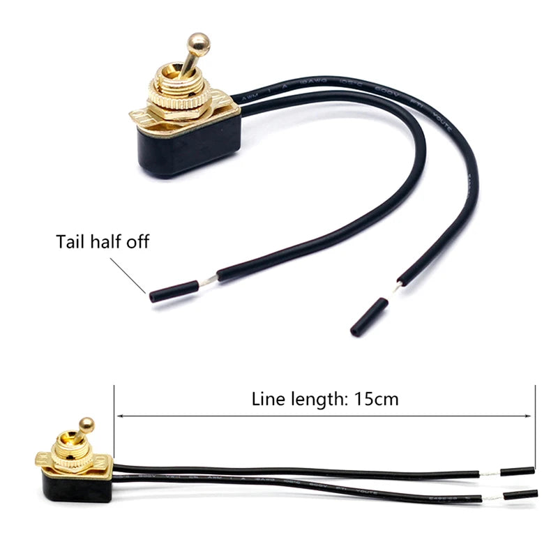 1Pc AC 250V 6A On/Off Prewired Standard Toggle Switch With Wire Cable MT-2021 SPST Contacts Switch Electrical Equipment. Qme