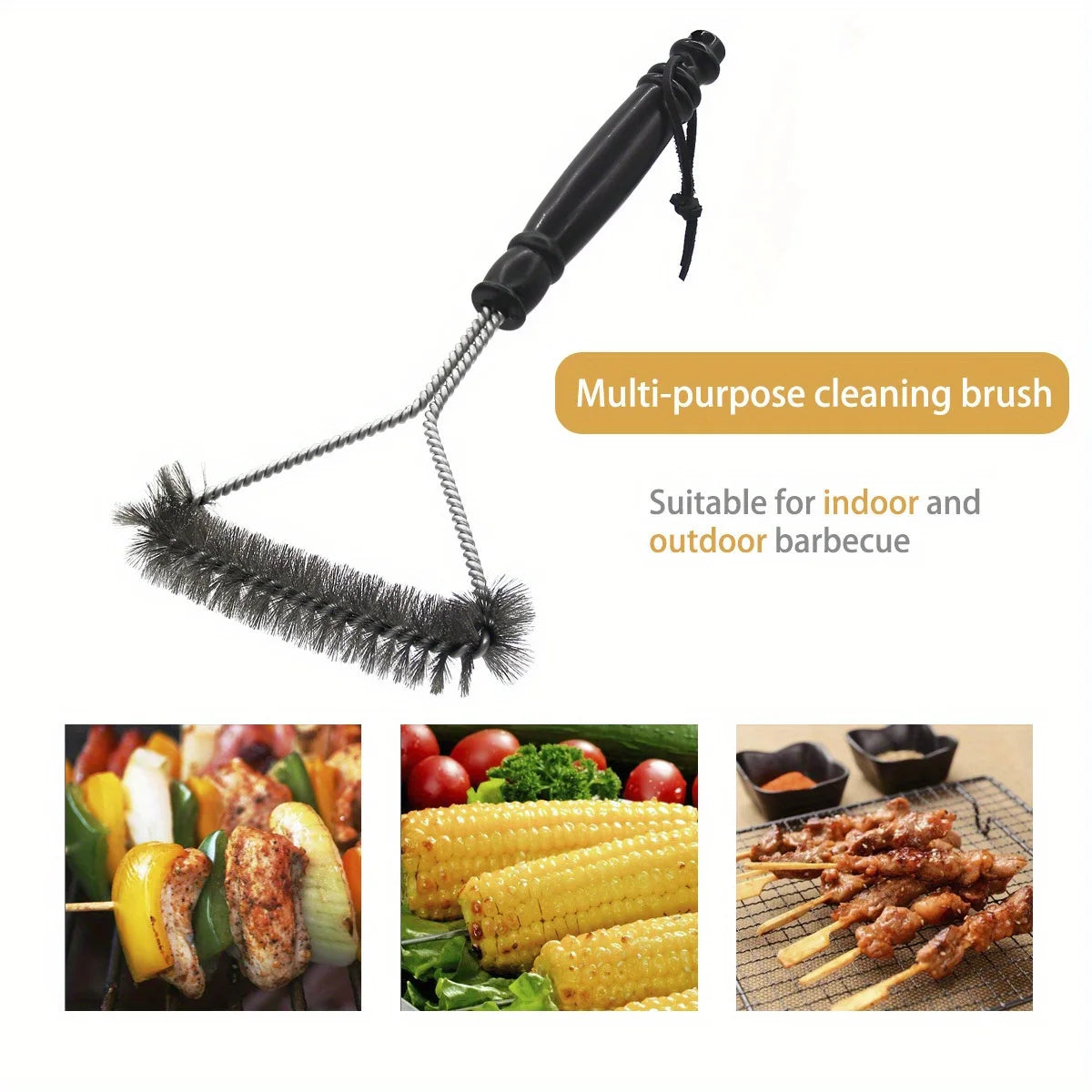 Premium Stainless Steel BBQ Grill Cleaning Brush - Durable, Rust-Resistant, Ergonomic Y-Shape for Deep Cleaning - Non-Stick Qme