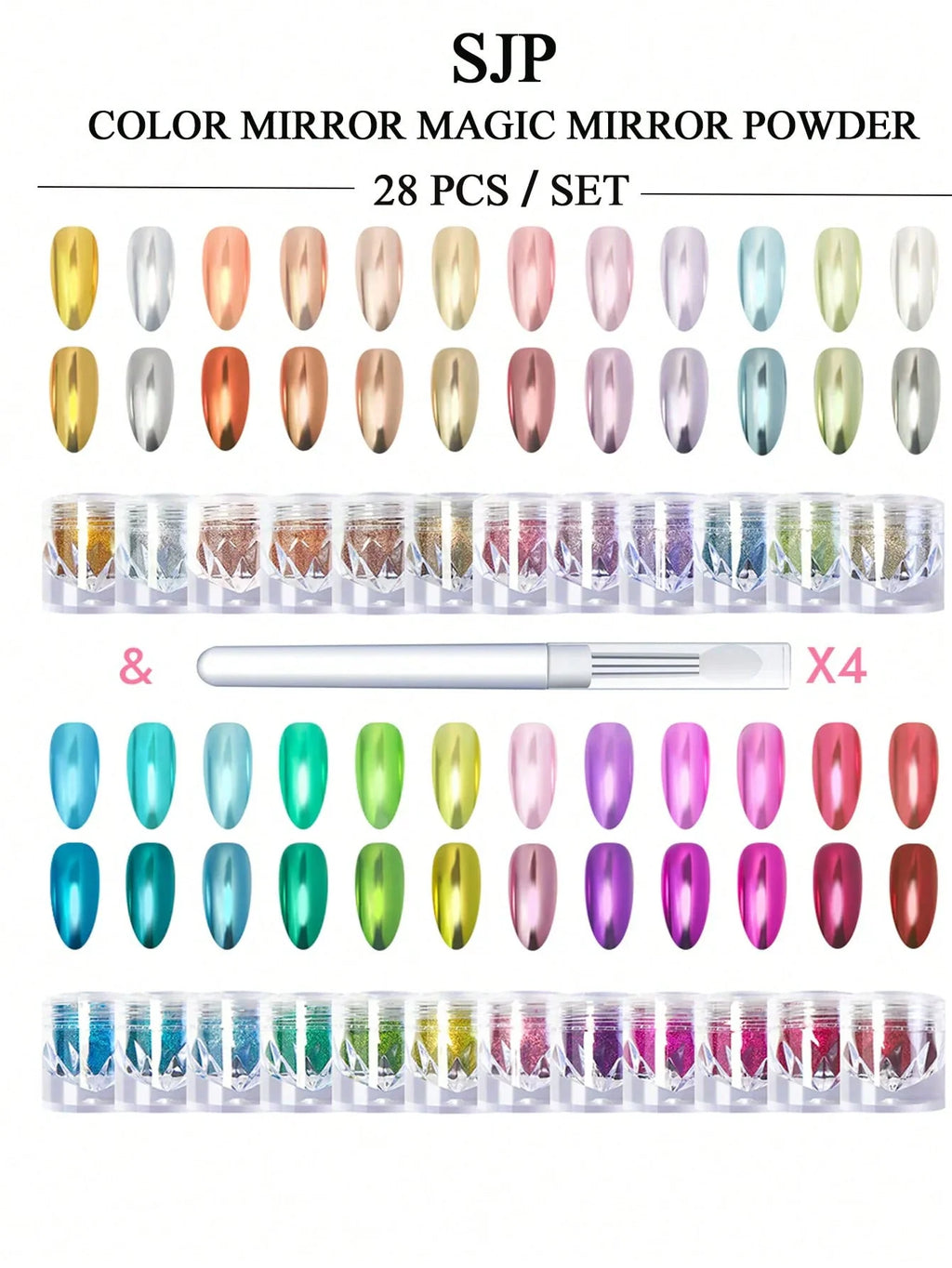 4 5 6 12 Magic Mirror Chrome Nail Powder Sparkling Glitter Decoration Qme