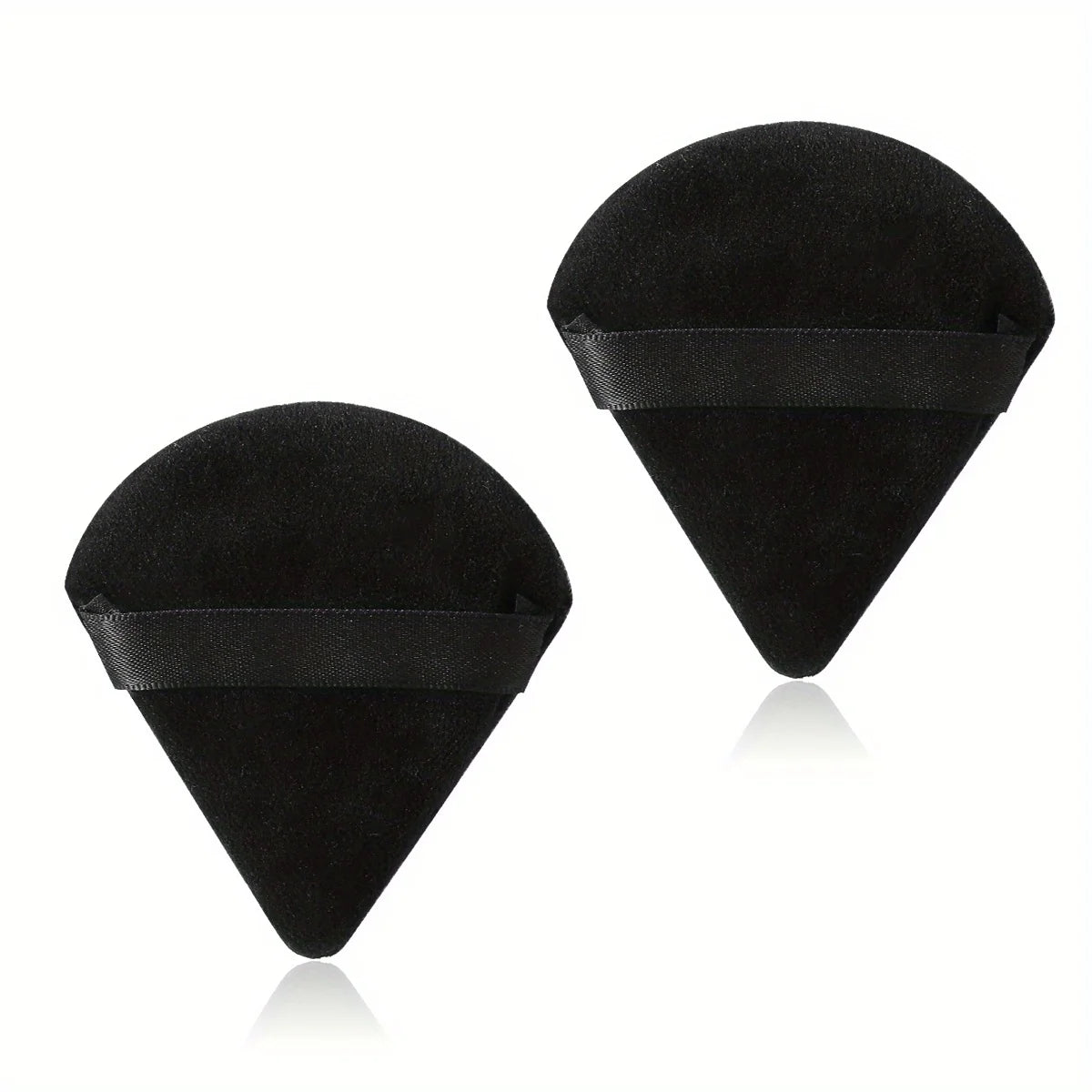 Triangular Makeup Sponge, Setting Powder Puff, Fan-Shaped Powder Puff, Finger Pad Powder Puff, Reusable Soft Plush Powder Puff Qme Black