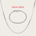 Big Promotion Authentic 925 Sterling Silver Stamped Jewelry Set for Men Women Necklace Bracelet Snake Chain with Lobster Clasps Qme 26 Inch (65CM)