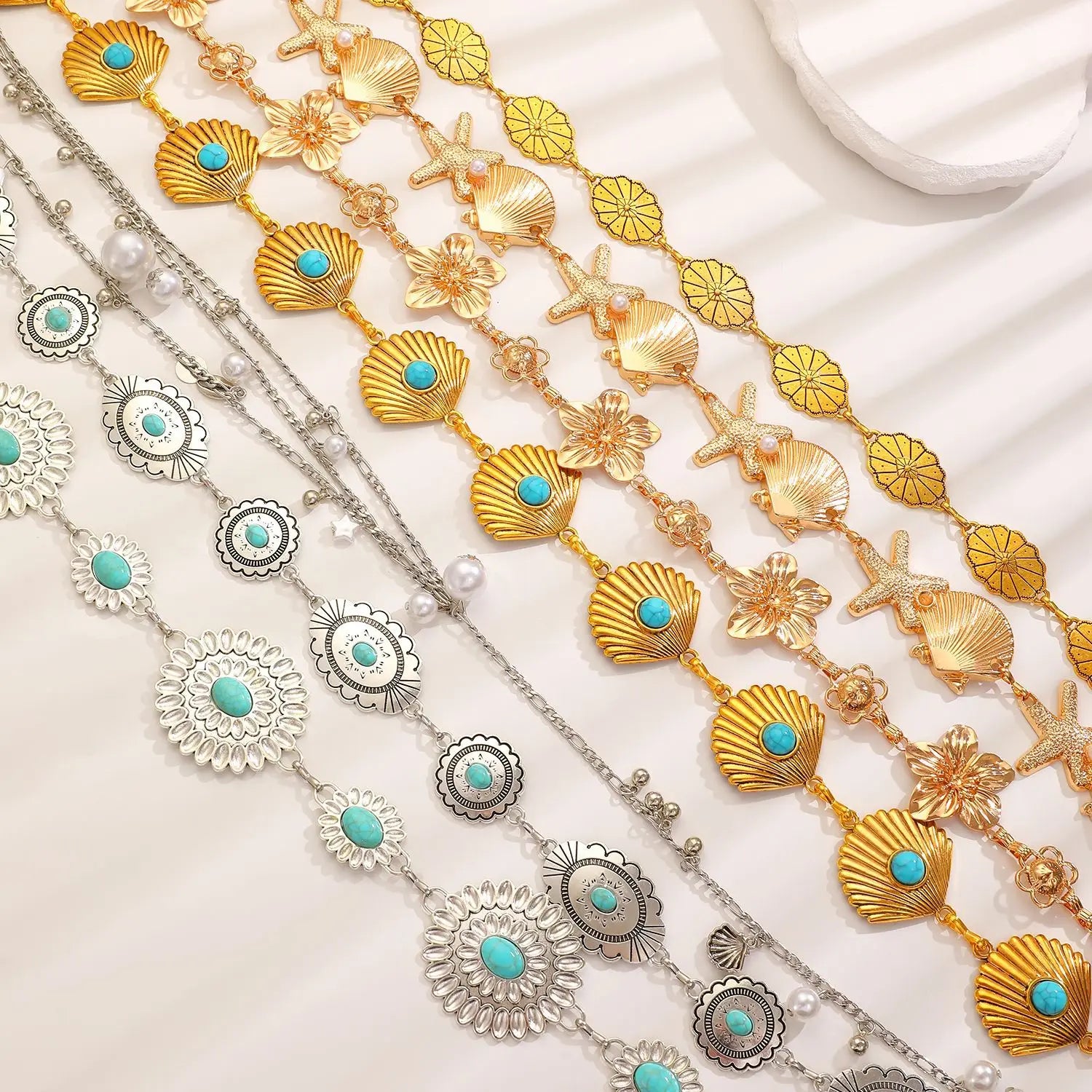 New Bohemian metal waist women's retro ethnic style high-end accessories with skirts waist versatile decorative women Qme