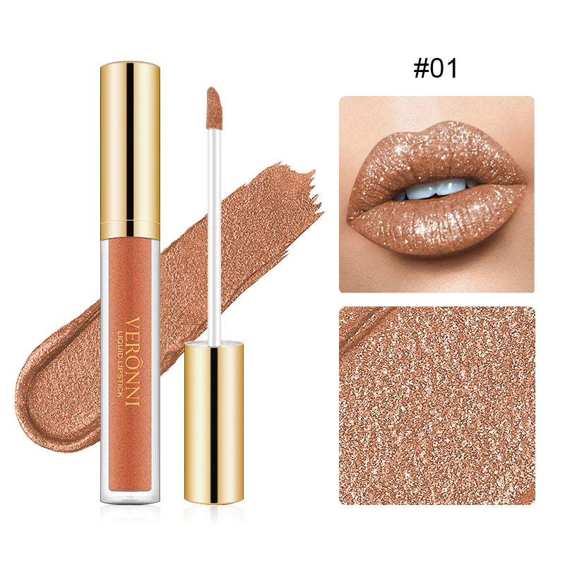 VERONNI Diamond Pearlescent Lip Gloss 10 Colors Non-stick Mermaid Qme 01