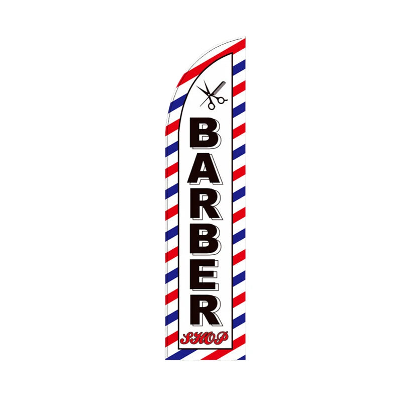 Barber Shop Feather Flag Single-side Banner Black Sleeve Decorative Qme