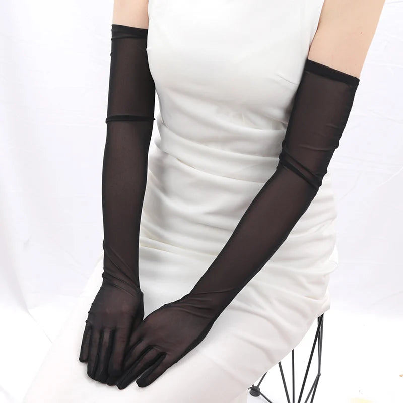 Elastic Transparent Sunscreen Sexy Driving Gloves Women Ultra Thin Qme
