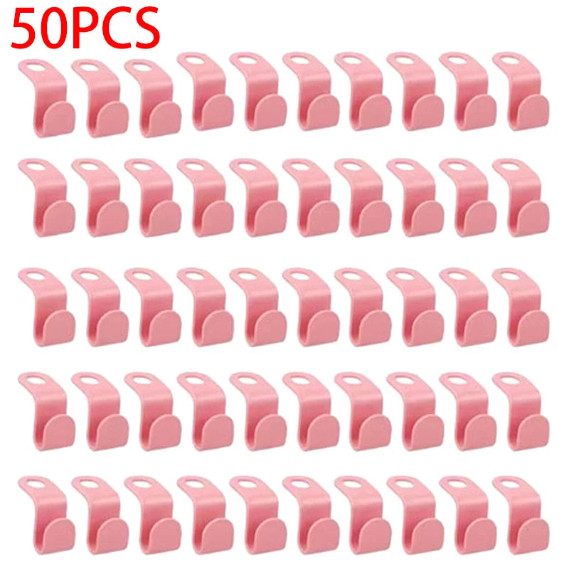 Wardrobe Coat Extender Clips Holder Space Saving Mini Clothes Hanger Qme Pink