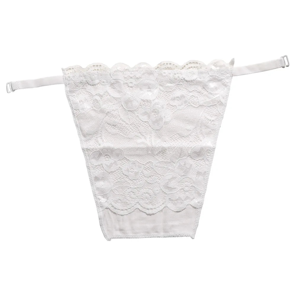 Flower Strapless Insert Wrapped Chest Double Layer Mesh Lace Qme white One Size