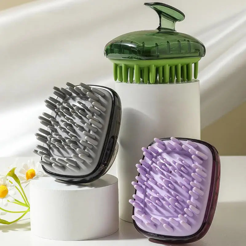 Silicone Hair Scrubber Scalp Massager Anti-slip Shampoo Brush Soft Qme