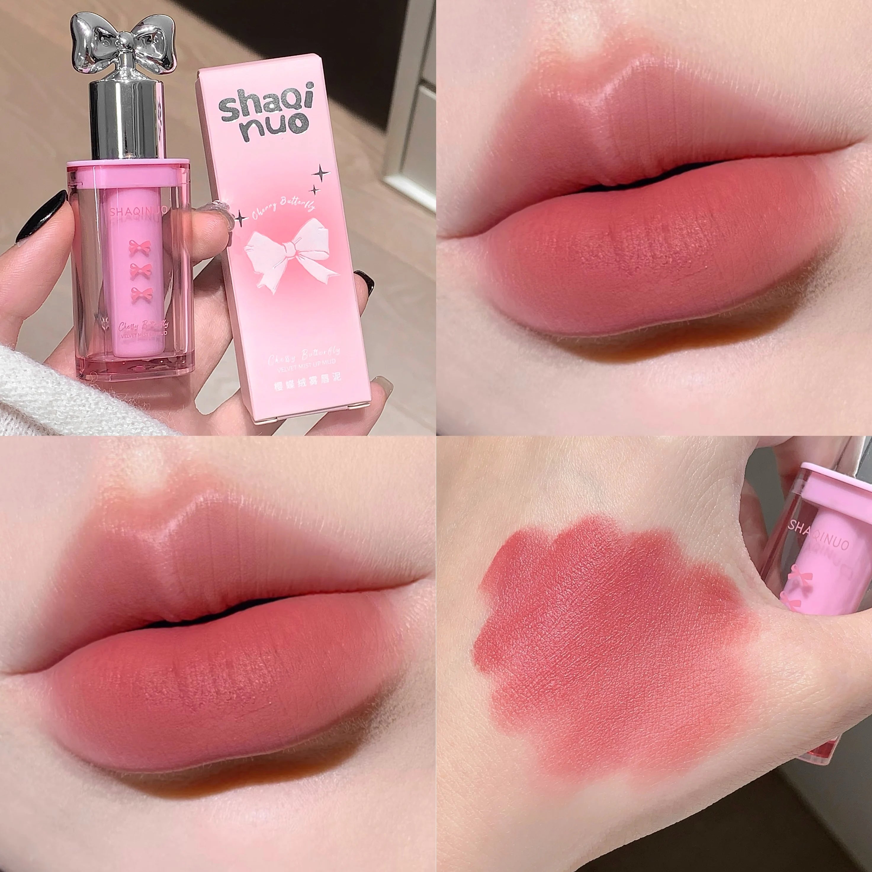 SHAQINUO Matte Velvet Lip Mud Cute Bow Cream Waterproof Clay Qme S9113-02