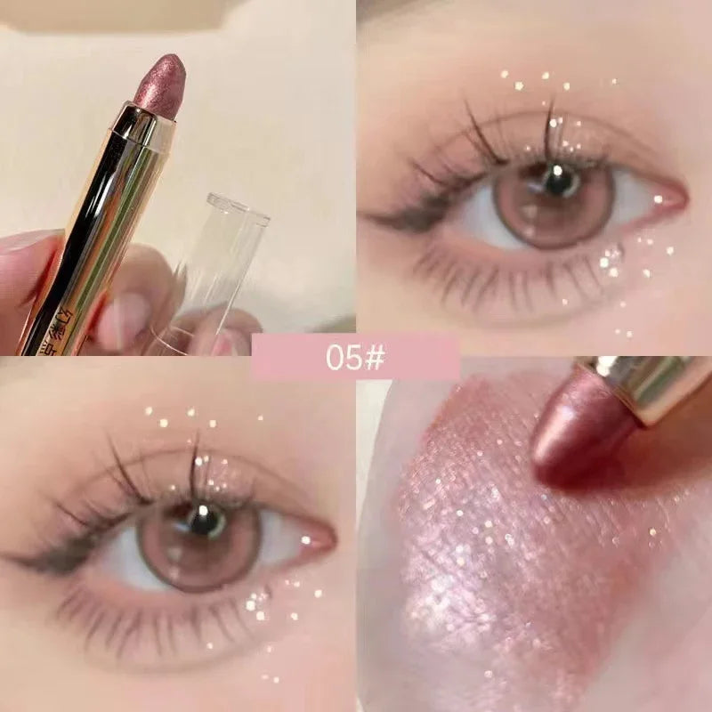 Shimmer Eyeshadow Stick Easy Glitter Highlighter Eyeshadow Pencil Brightening Makeup Pink Silkworm Champagne Gold Eyeliner Pe Qme 05