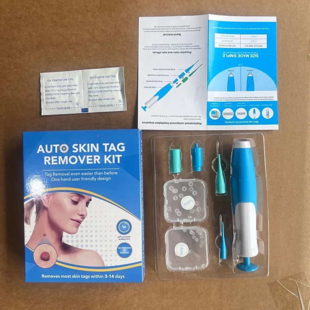 2 In1 Painless Auto Skin Tag Mole Wart Removal Cleaning Tools Face Qme