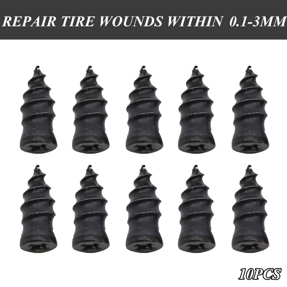 Car Motorcycle Bicycle Wheel Tire Repair Kit 10 Pack Rubber Nail Vacuum Tire Repair Nail Plug Puncture Repair Strip Seal Qme 10PCS Small