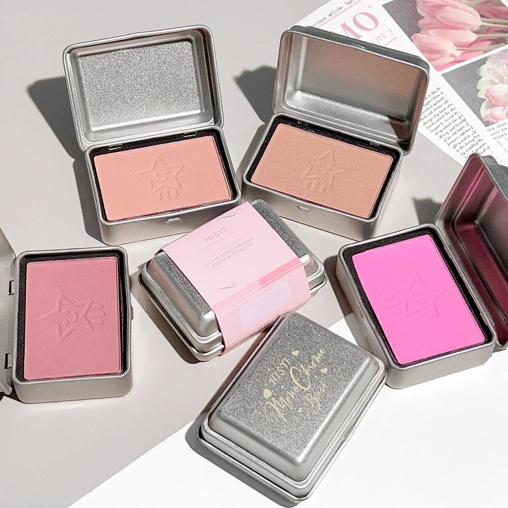 4 colors available iron box monochrome blush, peach color brightening skin tone matte blush plate, modify the outline color does Qme