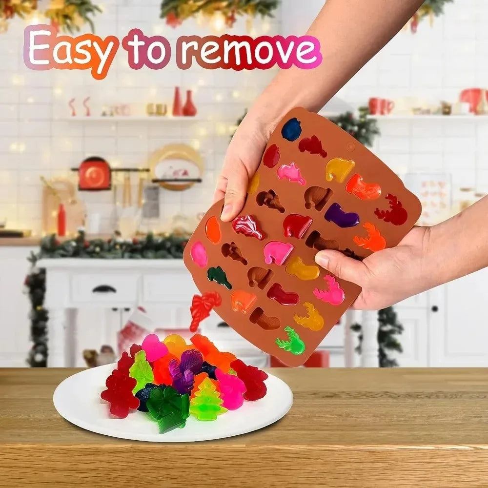 Christmas Silicone Candy Mold Gingerbread Tree Snowman Reusable Food Qme