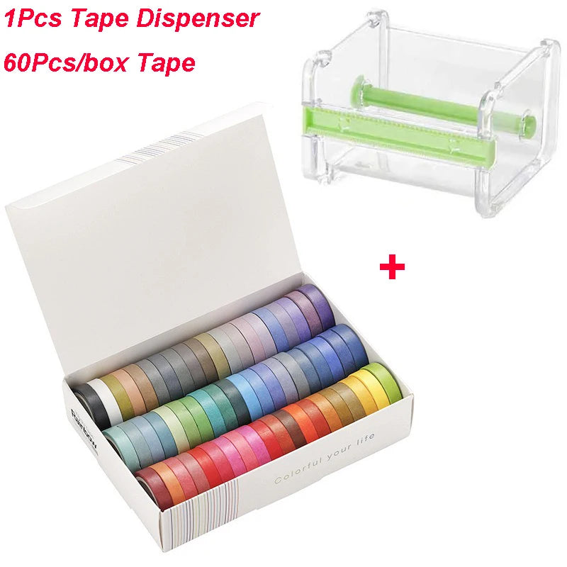 Rainbow Colored Washi Tape Set 8mm Skinny Masking Tapes For Scrapbooking Journaling Planner Notebook Decoration 60 Rolls Qme value package