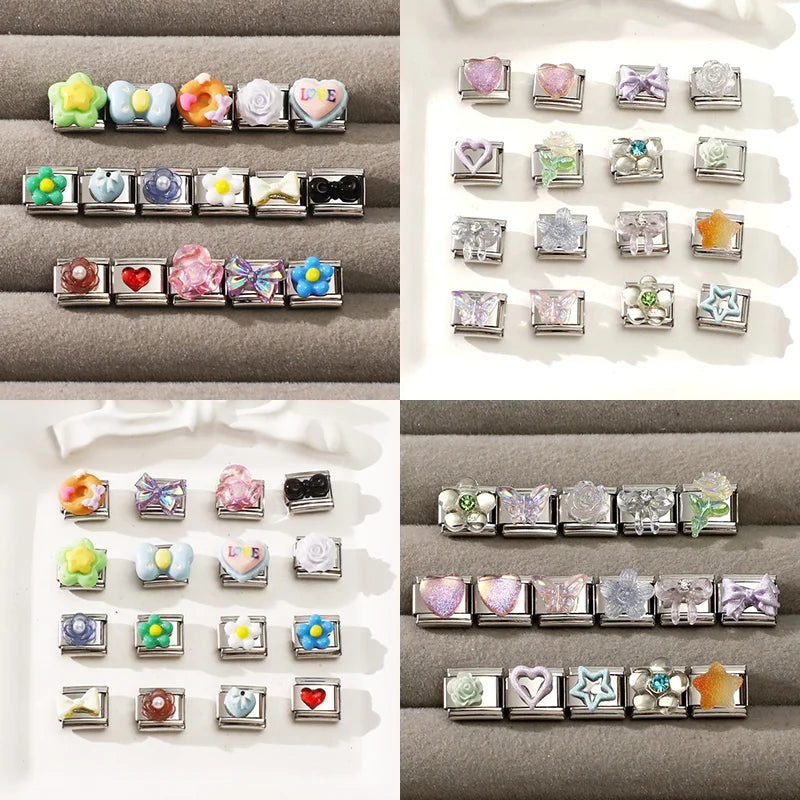 2026 Women Romantic Red Pink Love Heart Italian Charm Links Fit 9mm Bracelet Stainless Steel DIY Making Jewelry Gift Wholesale Qme