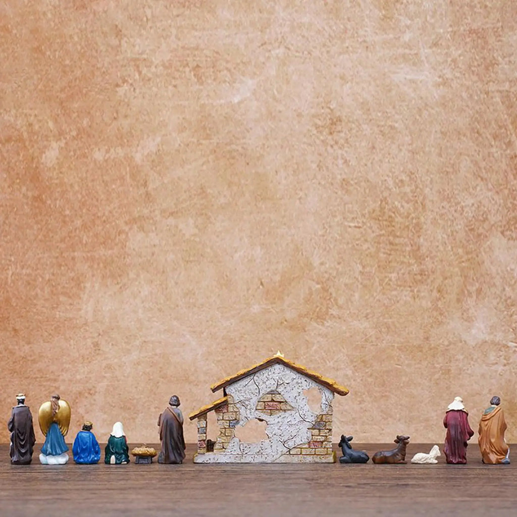 Nativity Figurines Resin Manger Decoration Resin Christmas Manger Nativity Figurine Set For Bookshelf Home Dining Table Mantle Qme