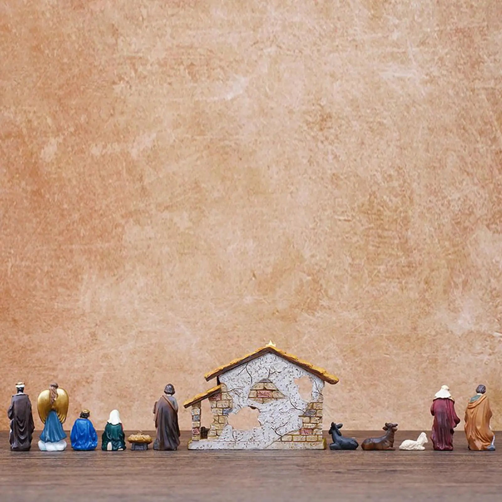 Nativity Figurines Resin Manger Decoration Resin Christmas Manger Nativity Figurine Set For Bookshelf Home Dining Table Mantle Qme