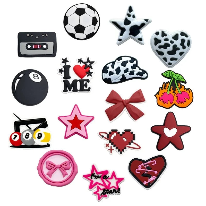 Fashion 1PCS PVC Soccer Shoe Accessories, Dumbbell Pistol Car Pin Shoe Charms for Boys, Billiard Cue Shoe Clog Buckle Gifts Qme