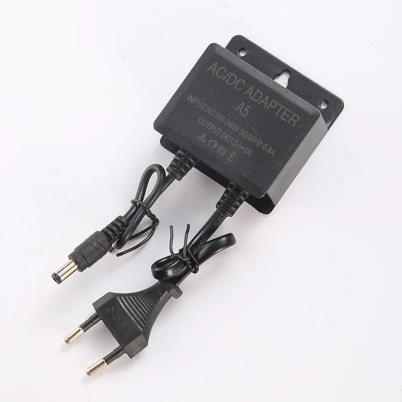 3pcs Power Supply AC DC Charger Adapter 12V 2A EU US Plug Waterproof Outdoor for CCTV Video Camera Qme EU Plug