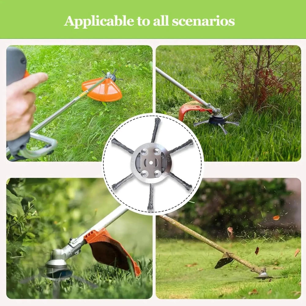 Lawn Mower Steel Wire Brush Head Heavy Duty Weeding Tool For Moss Rust Removing Driveway Sidewalk Outdoor Garden Cleaning Qme