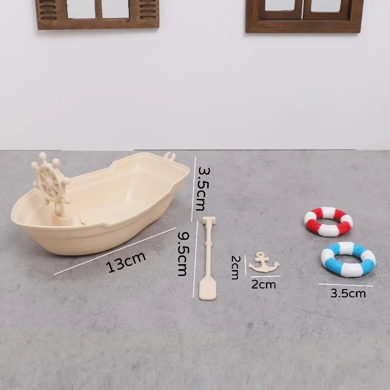 Mini Simulated Dollhouse Ornaments Miniature Fishing Boat Plastic Qme A1