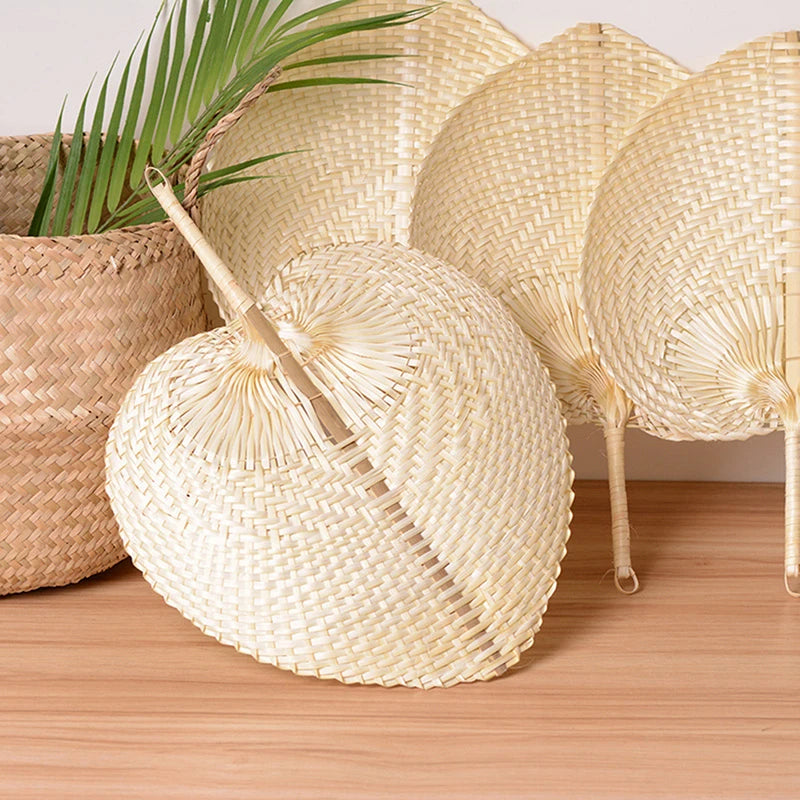 Mosquito Repellent Hand Fan Handmade Heart Shaped Bamboo Woven Fan Chinese Style. Qme