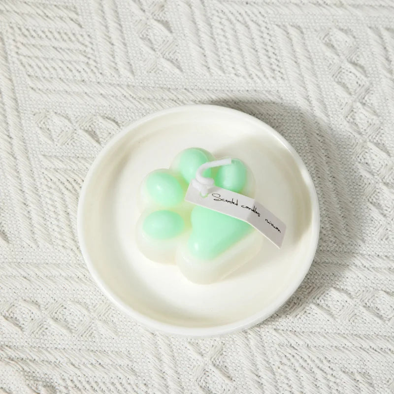 Lovely Cat Paw Fragrance Candle Artisan Aroma Room Decor Birthday Qme green