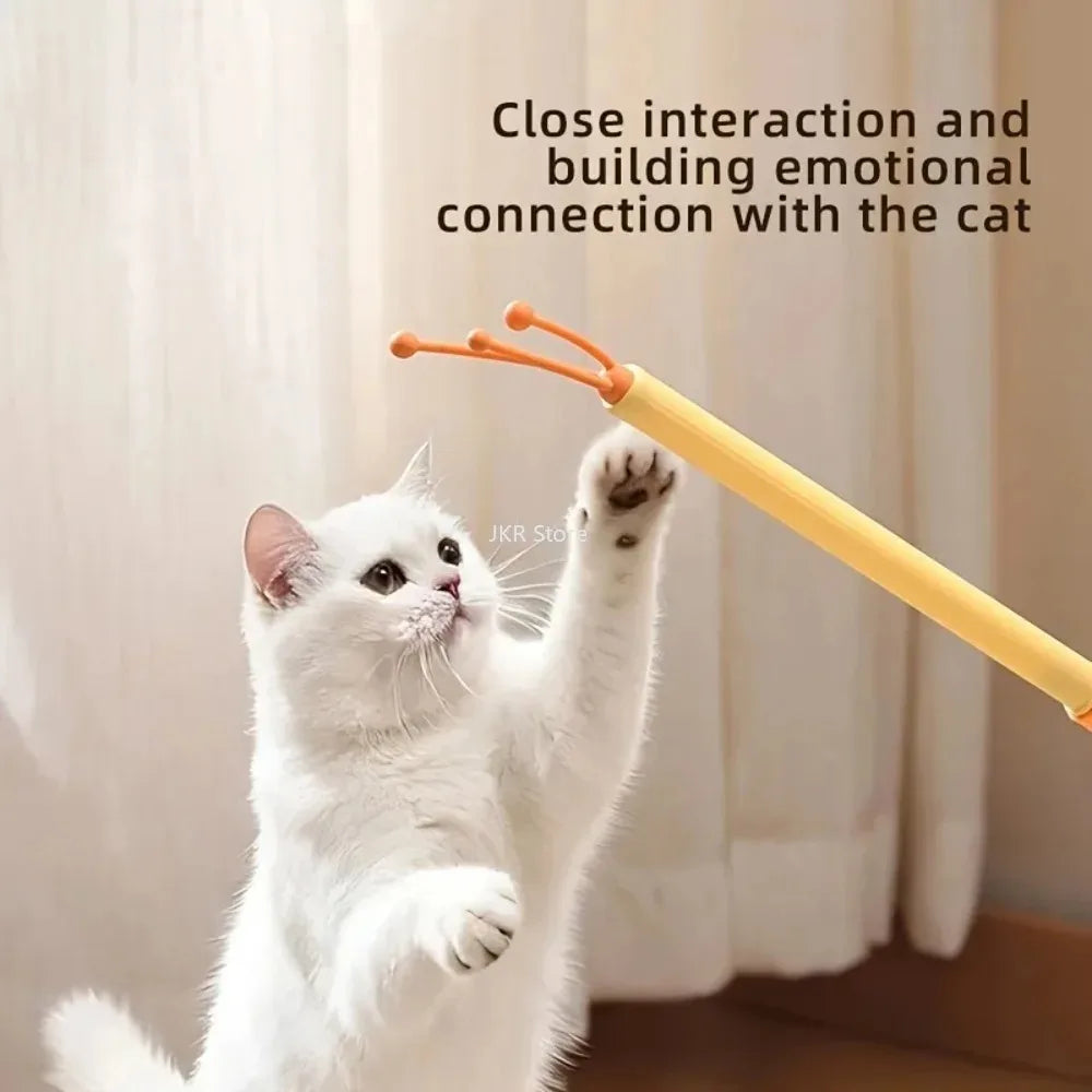 Double Sided Massager Retractable Cat Teaser Wand 2 In 1 Toy For Kitten Daily Grooming Skin Itch Relief Pet Supplies Qme
