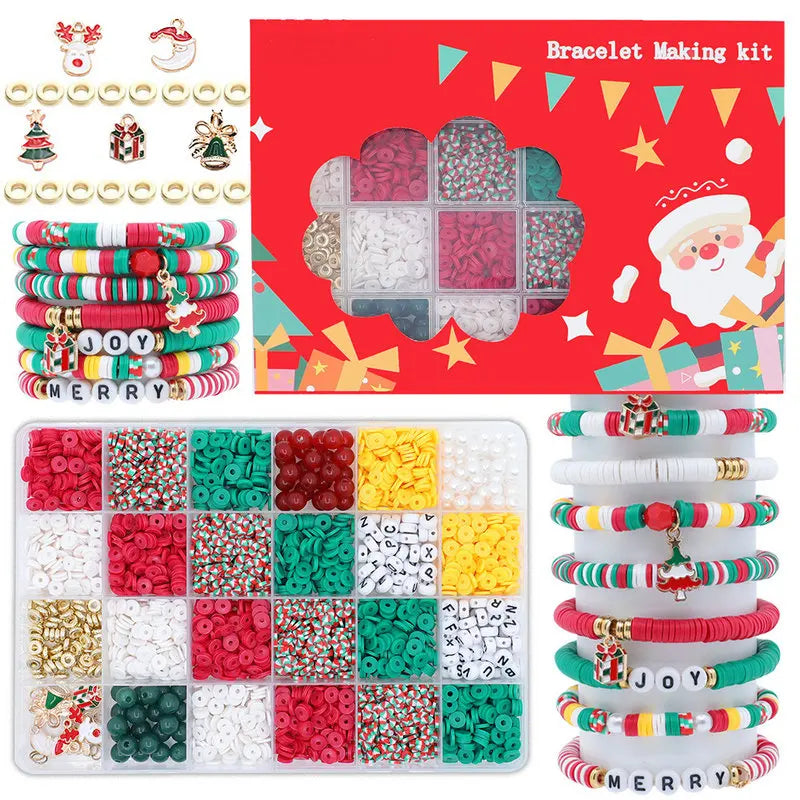 Christmas Bracelet Making Kit Friendship Beads Clay Beads Jewelry&Bracelet Making Kit Charm Bracelet Maker Set Christmas Gift Qme
